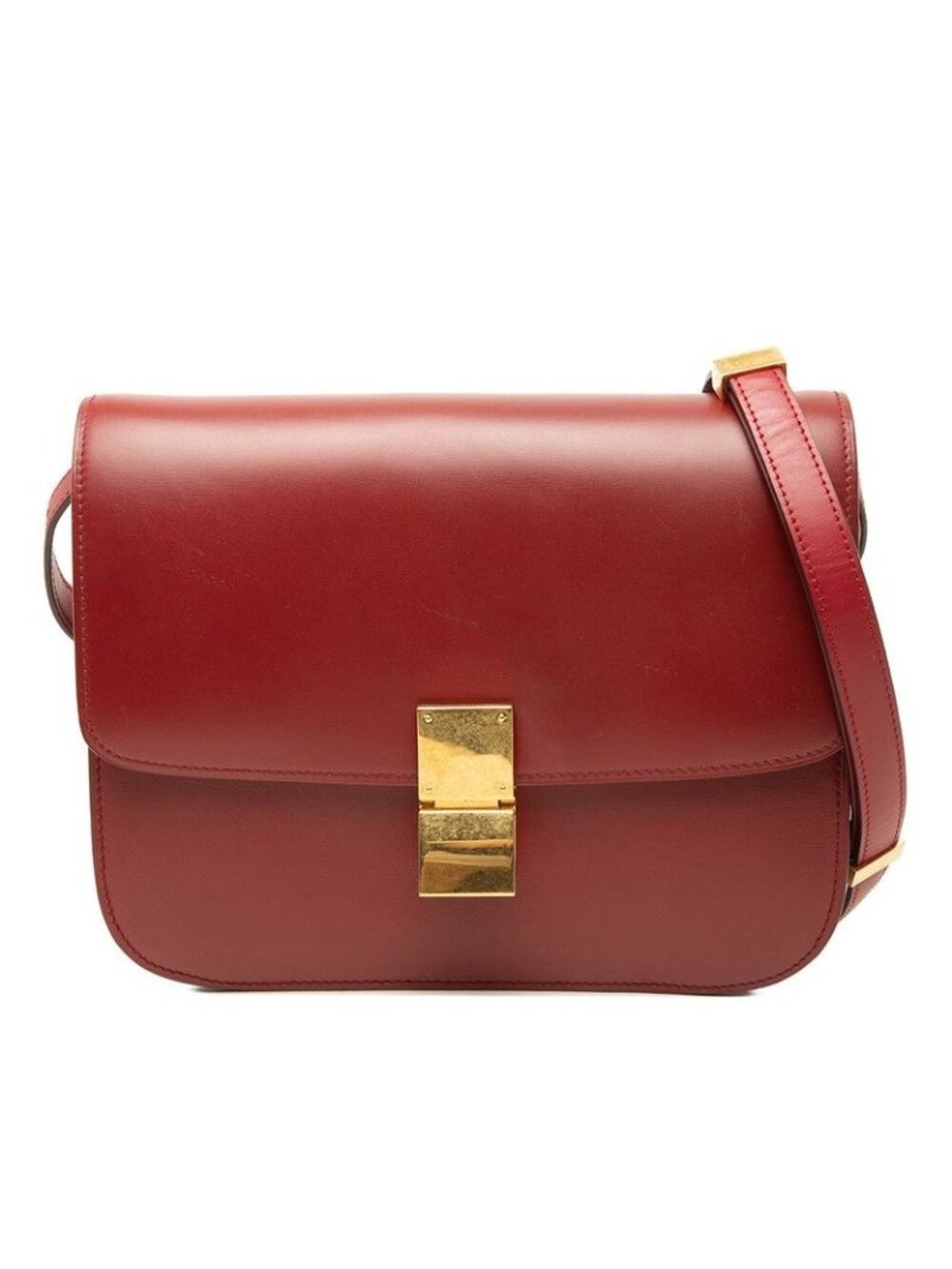 Celine Classic Box Shoulder Bag Red Leather
